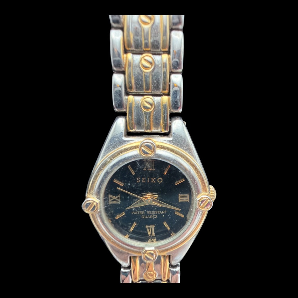 Seiko Quartz 18K Electro Gold Plated Watch Water Resistant Untested